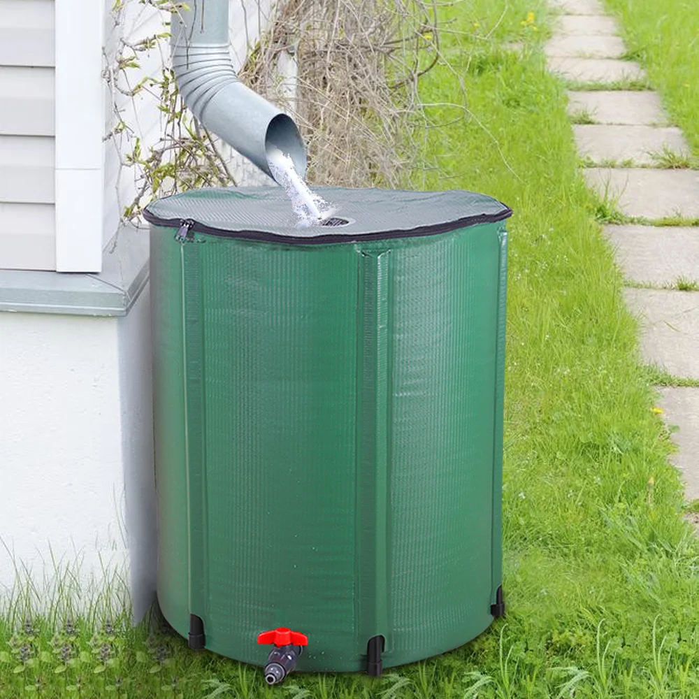 50 Gallon 100L  Collapsible PVC Rainwater Collection Barrel  Foldable Storage Tank for Garden Irrigation