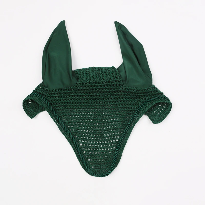 Professional Factory Horse Riding Products High Quality Equestrian Crochet Fly Veils Equine Ear Bonnet Matching Saddle Pad