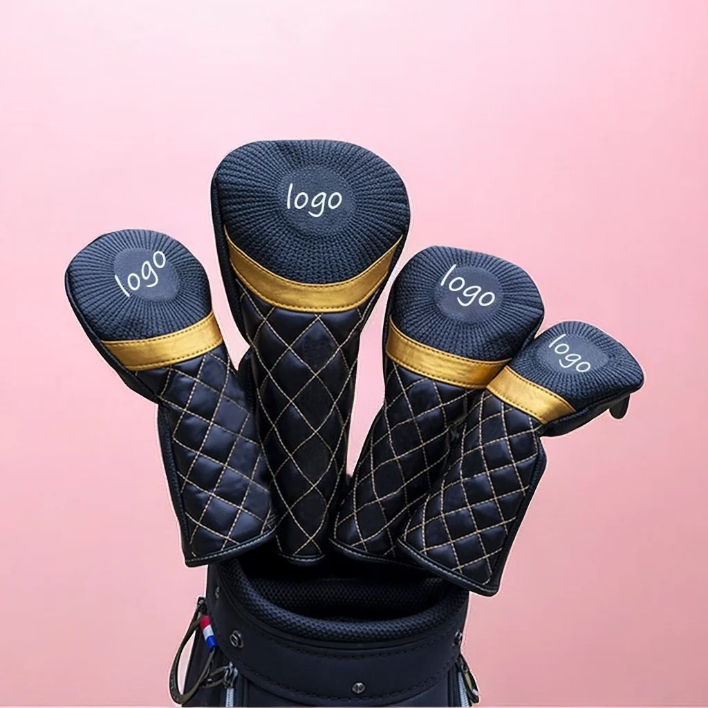Factory custom golf club head cover high quality embroidery pattern wooden club cover iron golf putter cover