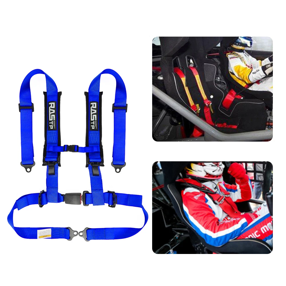 Racing 4 Point Harness Seat Belt with Ultra Comfort Heavy Duty Shoulder  Padding for Universial Racing Car Off-Road