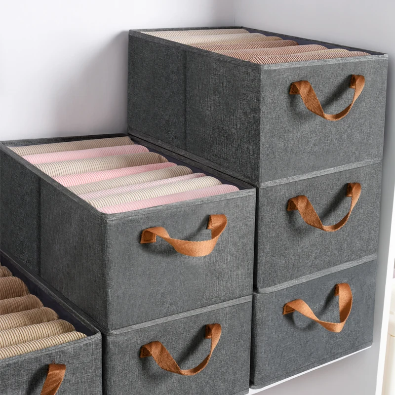 Household Foldable Cationic Wardrobe Closet Organizer Drawer Container Box Bin Basket With Handle Underwear Socks Jeans Sorter