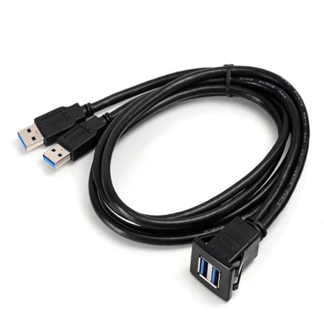 12V 24V Surface Panel Car Dashboard Square Flush Mount Dual Usb Extension Cable Usb For Car Dashboard