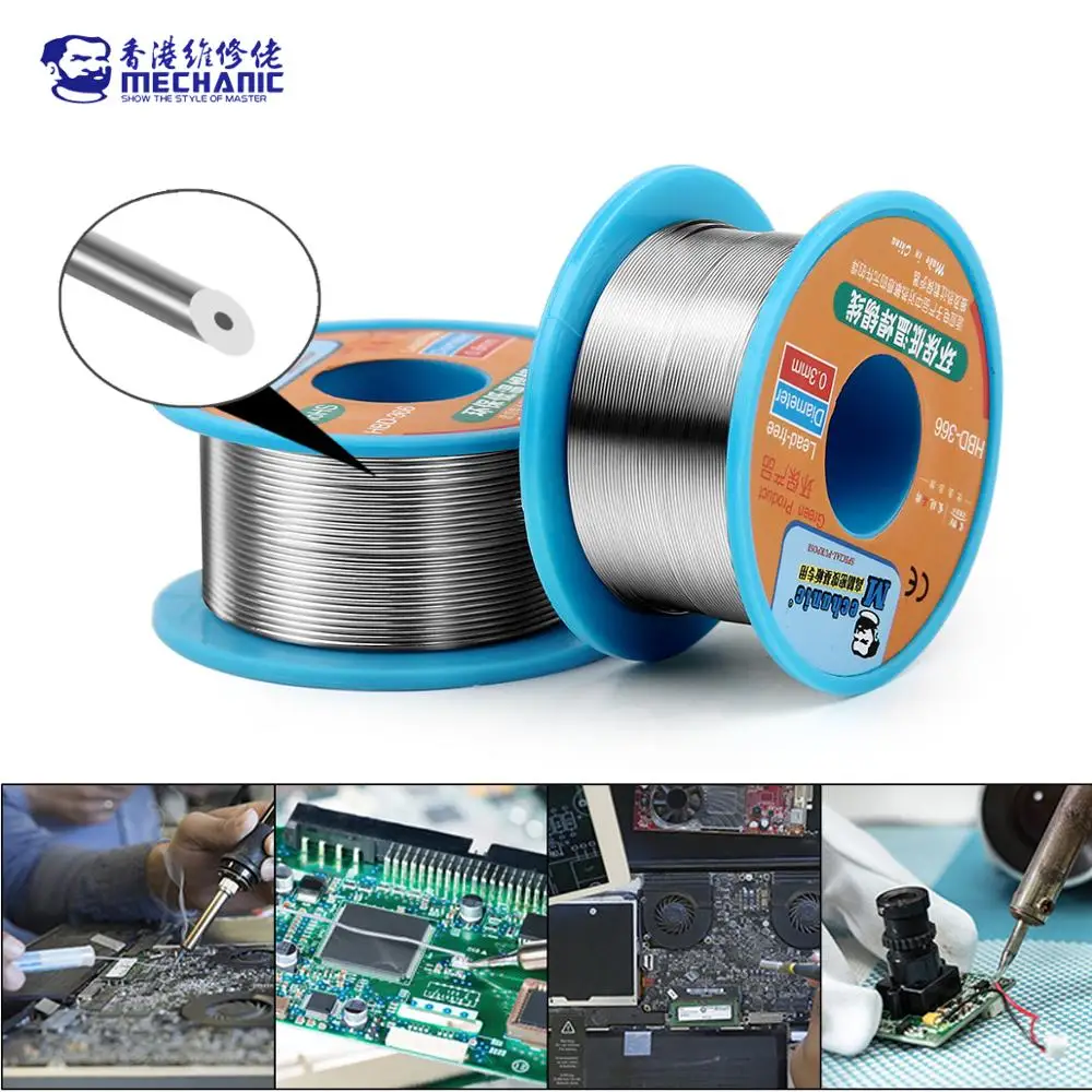MECHANIC 0.3/0.4/0.5/0.6/0.8mm Sn42/Bi58 Lead-Free Solder Tin Wire Roll 40g Soudure Etain Welding Soldering Wire Flux Repair