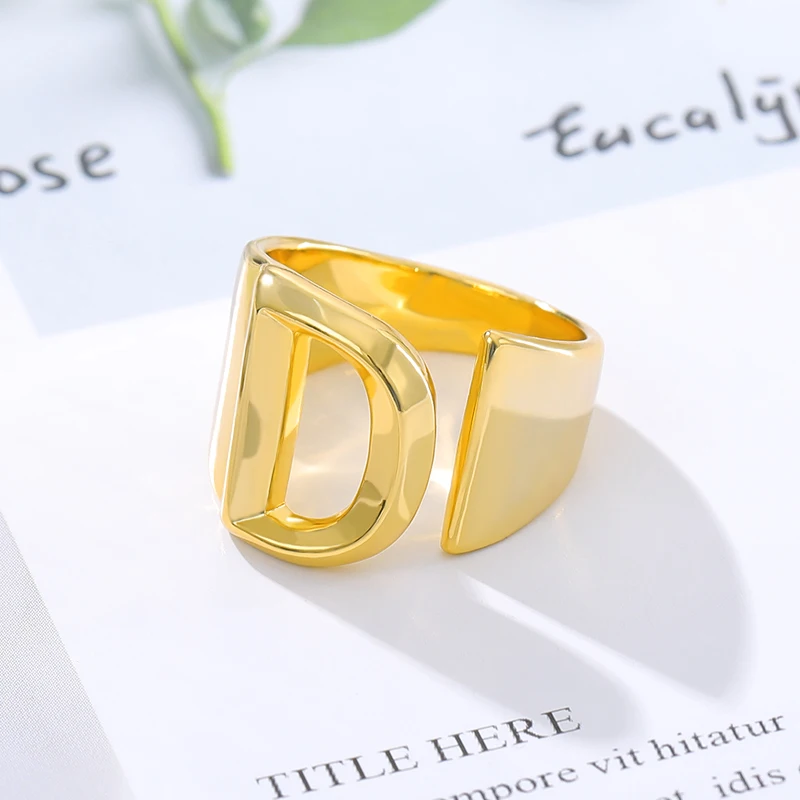 
Hot Selling In Amazon A-Z Initial Rings Jewelry Stainless Steel Statement Alphabet Letter Ring For Women 
