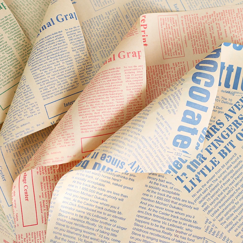 JOYWOOD Vintage Fashion English Newspaper Gift Packaging Paper Kraft Paper Flower Bundle Flower Wrapping Paper Wholesale