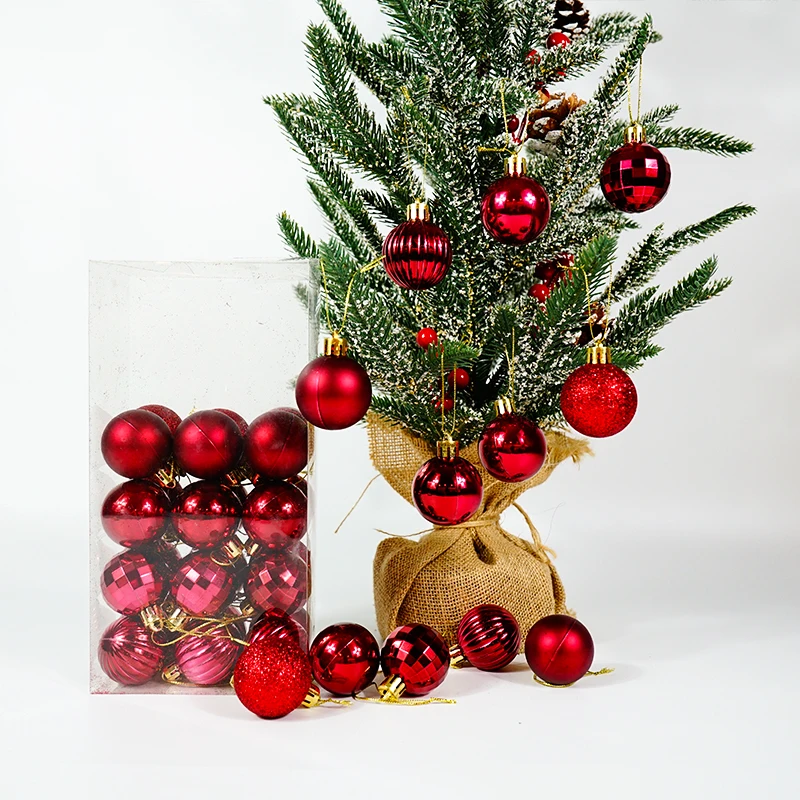36Pcs Red Christmas Holiday Hanging Balls 5 Style for Xmas Tree Birthday Halloween Holiday Wedding Christmas