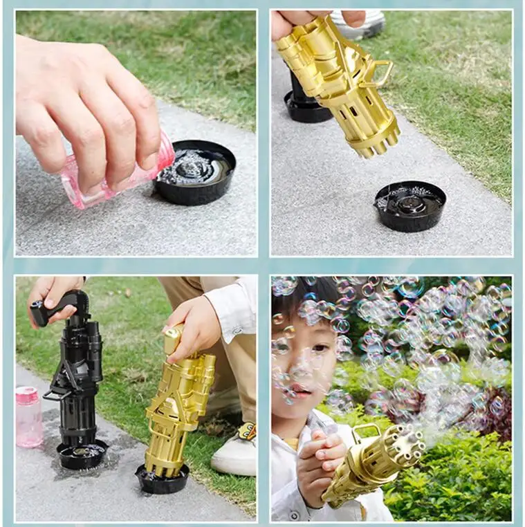Summer Hot selling Outdoor Products Electric Bubble Gun 8 Holes Gatling Blaster Bubble Gun Toys