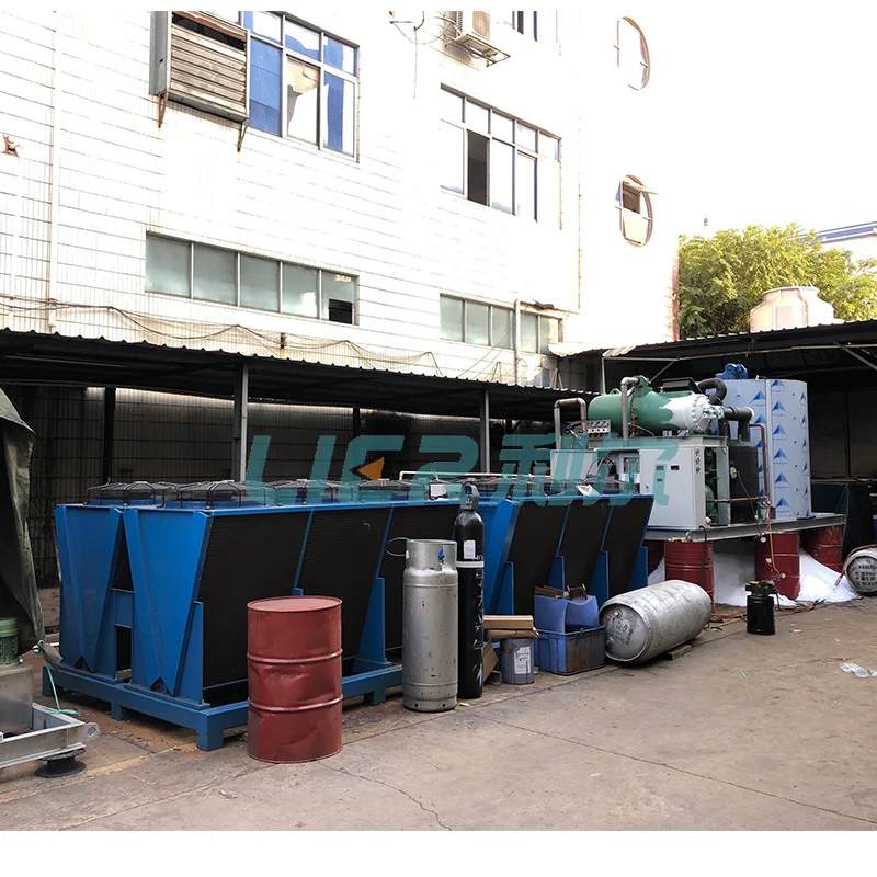 Air Cooling Condenser Flake Ice Machine Ice Plant for Shrimp seafood preservation