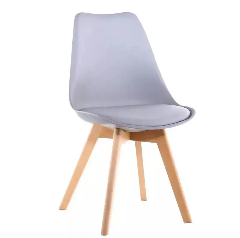 Modern Home Furniture Wooden Legs Tulip Chair Restaurant Cafe Kitchen Dinning Dining Room Plastic Chair with leather cushion