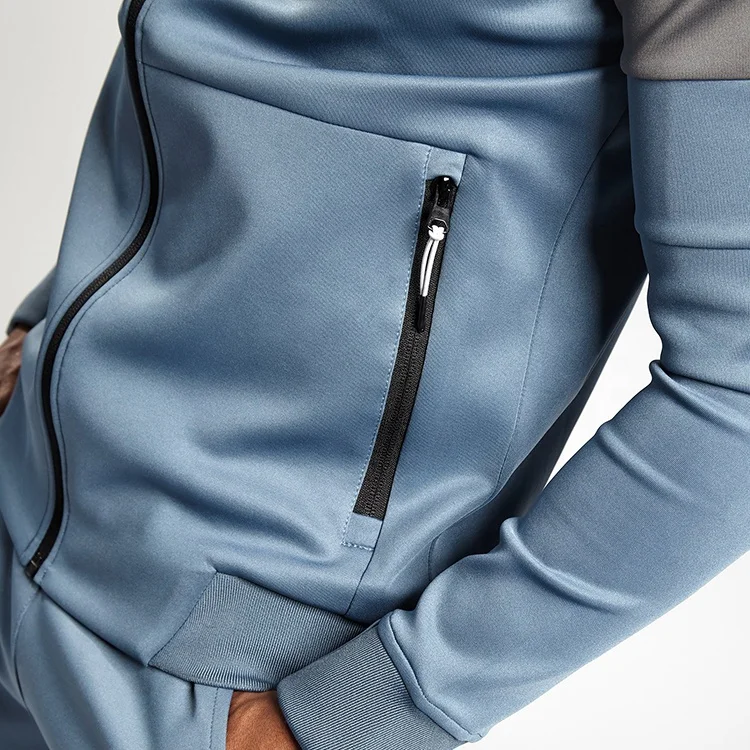 Custom full zip up hoodie and jogger tech fleece unbranded tracksuit patchwork color block men tracksuit