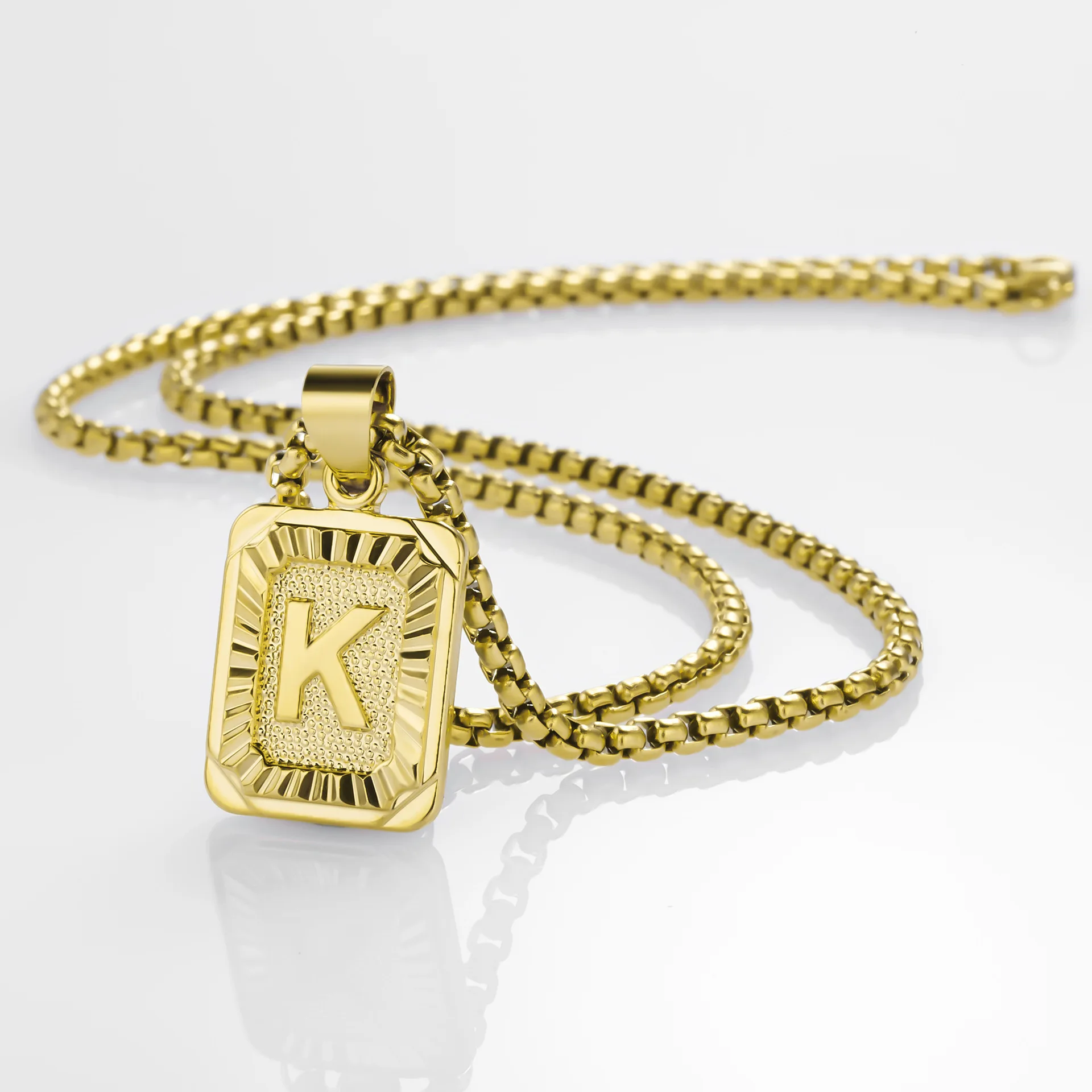 Fashion Gold Plated Jewelry A to Z Alphabet Initial Letter Army Medal Pendant Necklaces