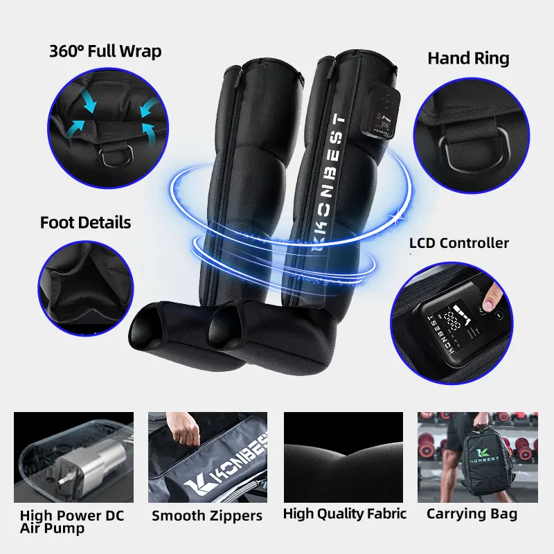 4 Chamber full leg muscle rapid sequential air pressure pneumatic pressotherapy recovery compression boots pump system