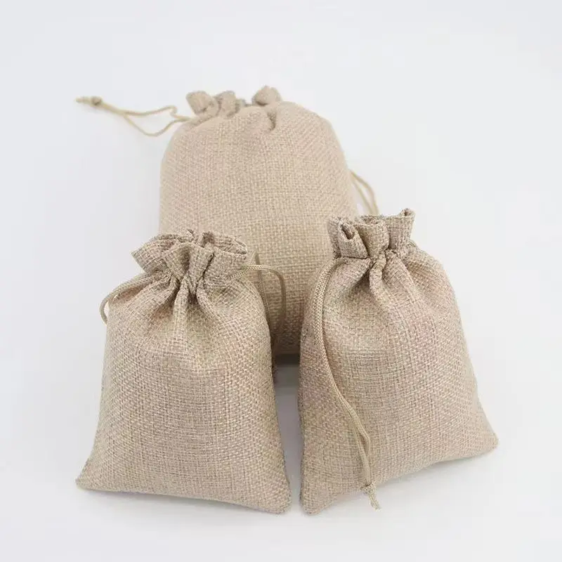Wholesale  High Quality Jute Drawstring Bag Christmas Gift Pouch Eco Friendly Hemp Bags