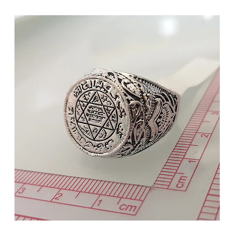 New Design Arabic Jewelry Retro Two-color Necklace Saudi Star Ring 6-12# Plated 925 Thai Silver Customized Jewelry Handmade