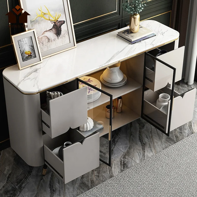 High Fashion Hallway Stainless Steel Console Table Glass Hotel Gold Frame Entry Table Marble Altar Table