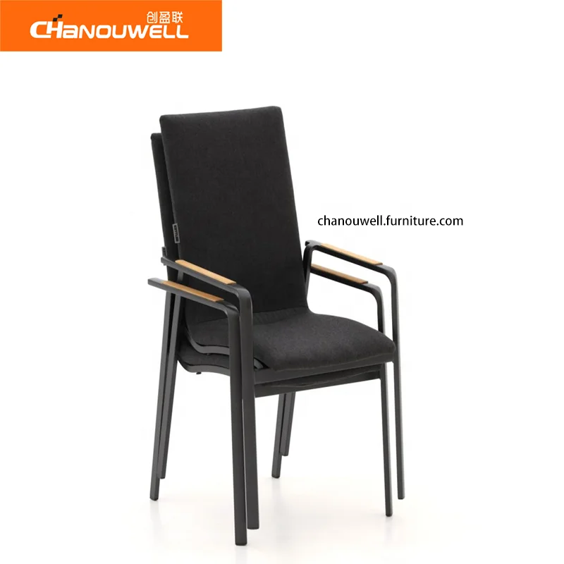 Exposed Pipe Design Sturdy And Durable Teak Handrail Aluminum Dinning Furniture Sets 4 Chairs And 1 Table