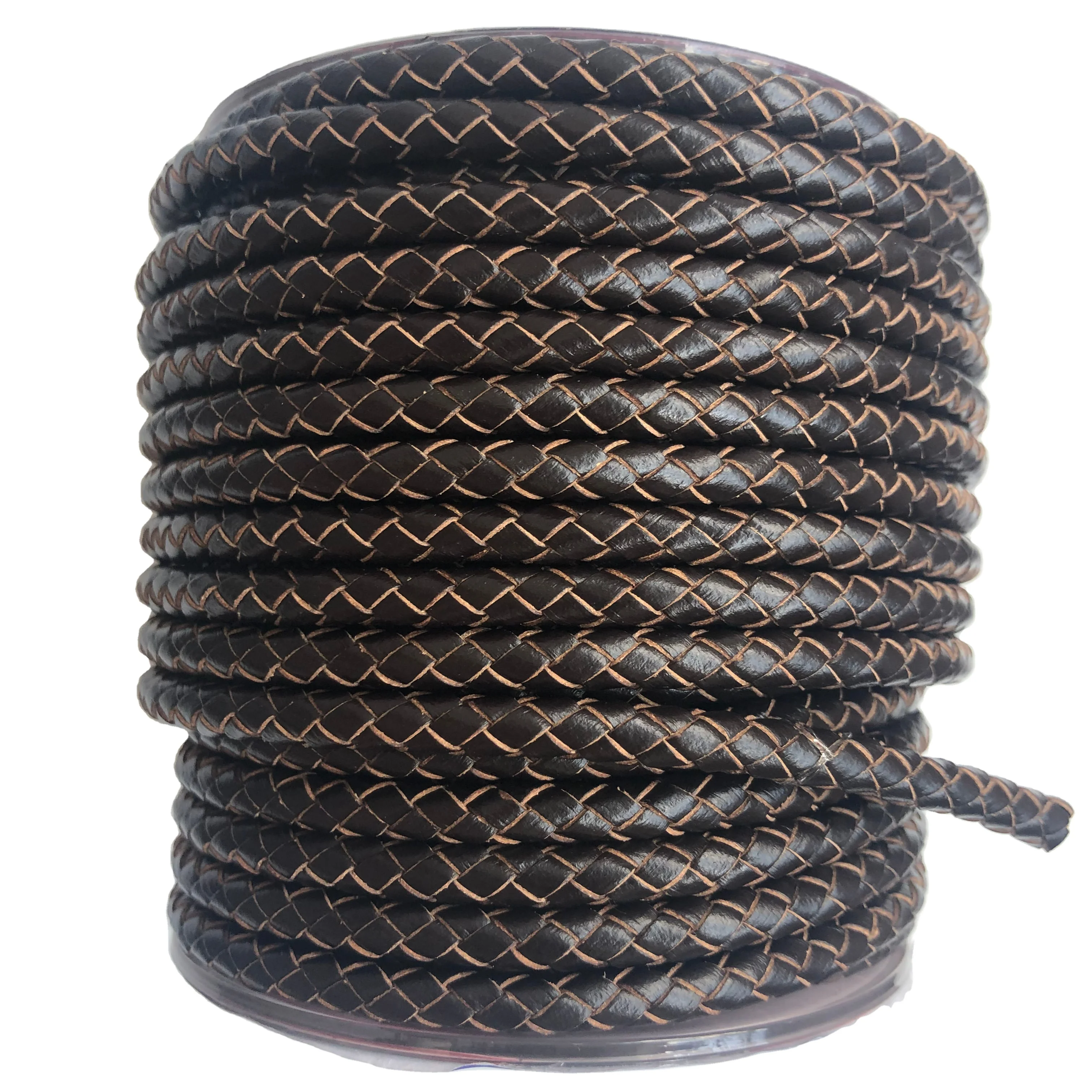 3/4/5/6mm Manufacturers Wholesale Fancy Fashion bolo leather rope High Elastic Durable Rubber band braided cowhide cord leather