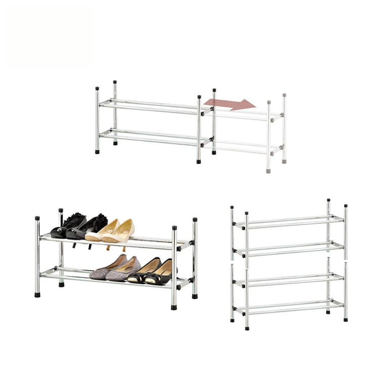 
Extendable 2 Layer Metal Shoe Rack Cabinet Cheap Price Chrome Shoe Rack Organizer For Home 