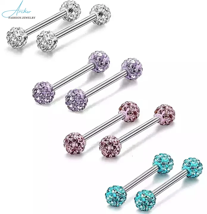 surgical stainless steel diamond stud nose ring piercing sexy tongue rhinestone barbell Shambala nose ring jewelry