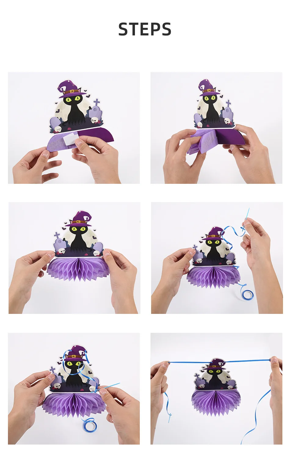 2024 Halloween Decorations Home Party Indoor DIY Desktop Holiday Honeycomb Ball Ornaments Witch Pumpkin  Halloween Skeletons