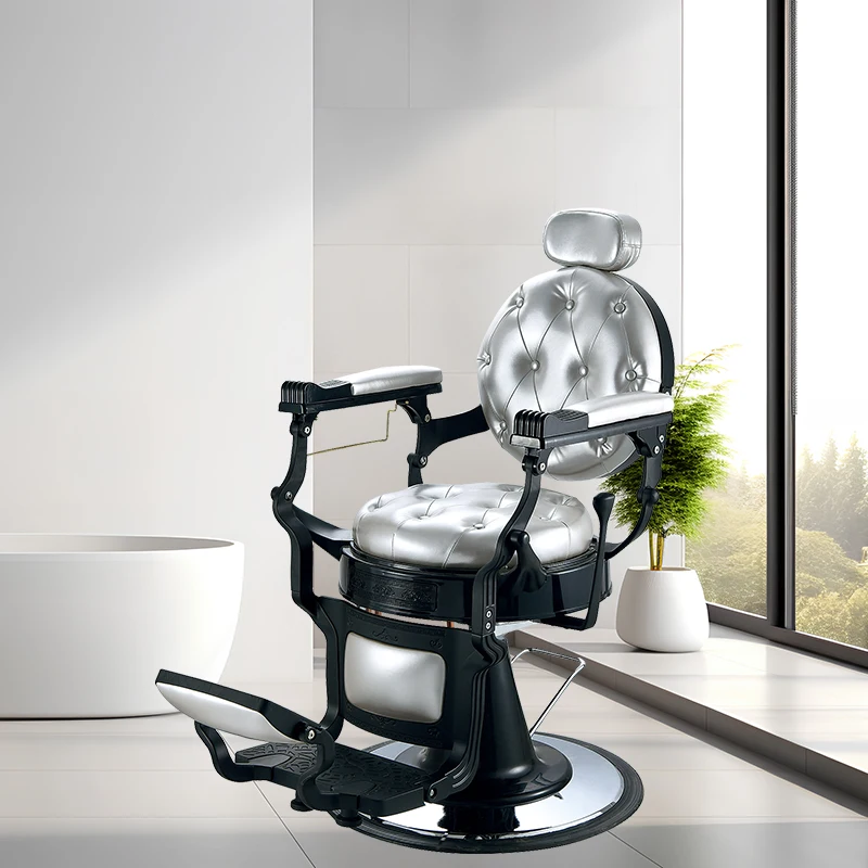 Factory Supply Wholesale ABS Dragon Claw Handrail Beauty Hairdressing Barber Hair Salon Furniture silvery Barber Chair