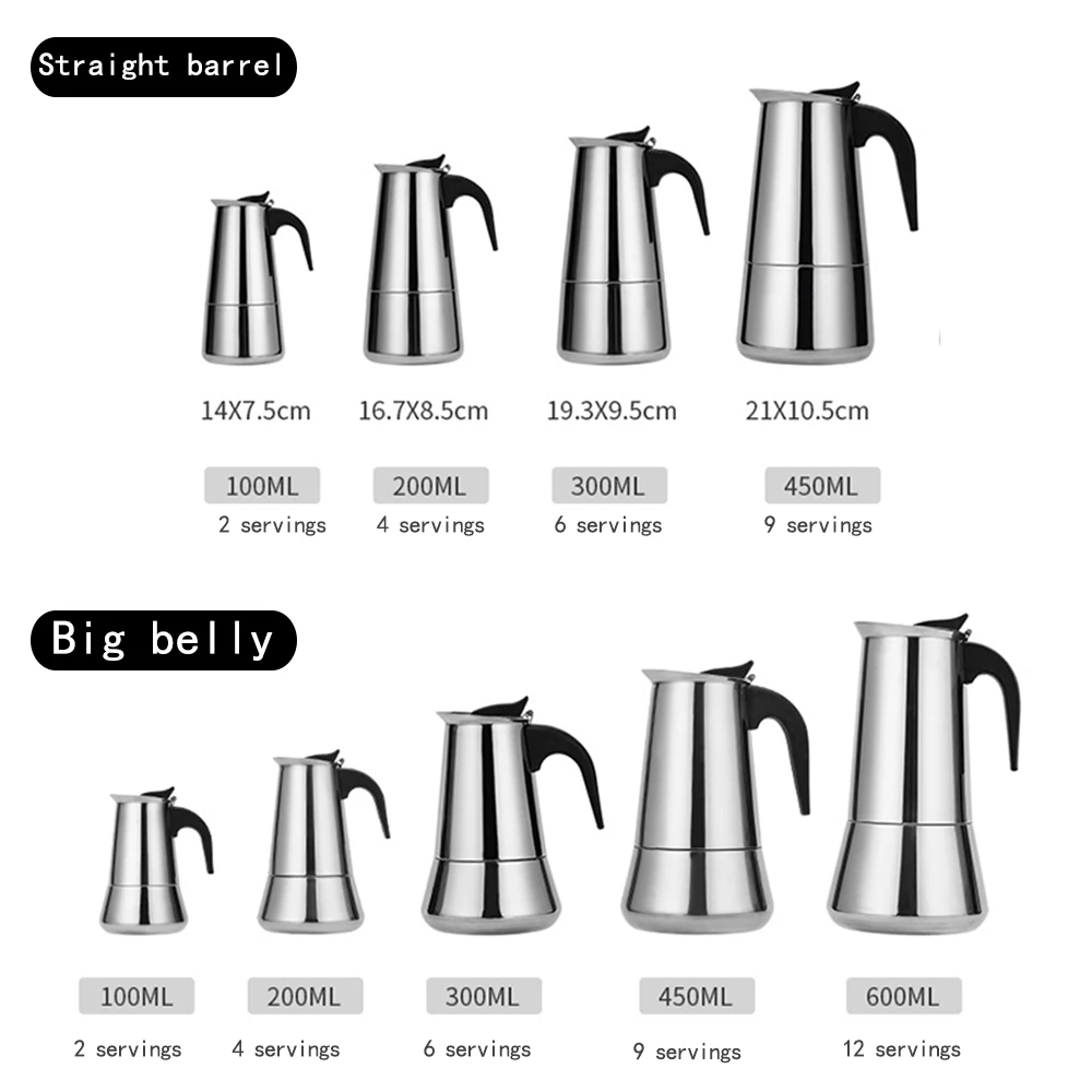 High Quality Stainless Steel 304 Electric Filter Stove Coffee Maker Espresso Pot