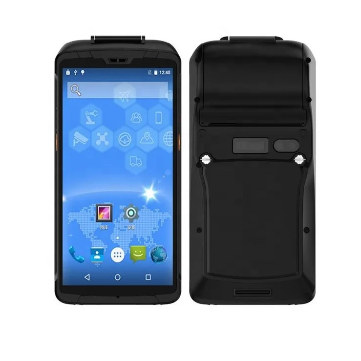 Android 8.1 PDA with built-in thermal printer Handheld industrial terminal rugged data collector printer