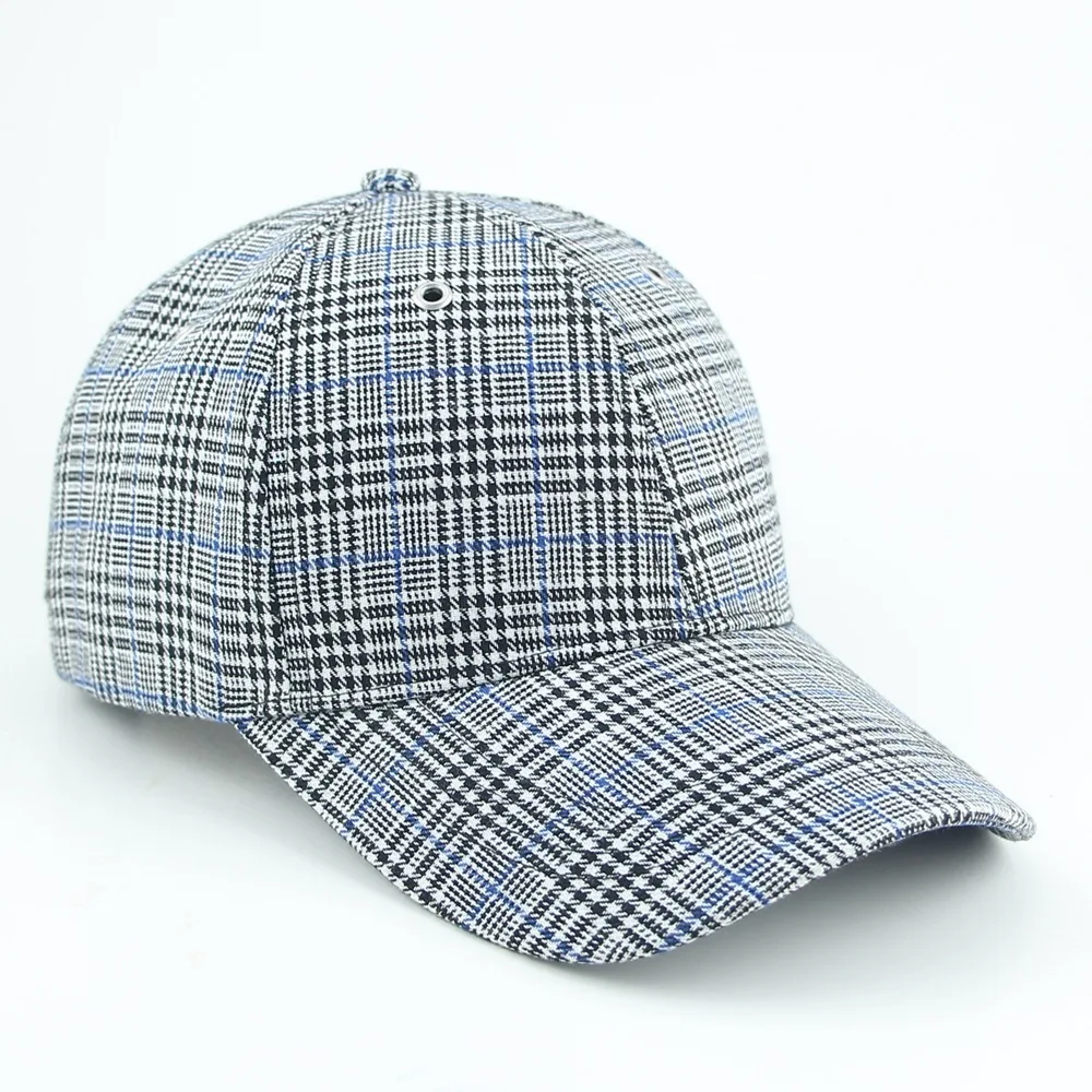 Factory Customized Striped Cloth Baseball Cap Korean Fashion Striped Hat 6 Metal Eyelet Fashion Hat