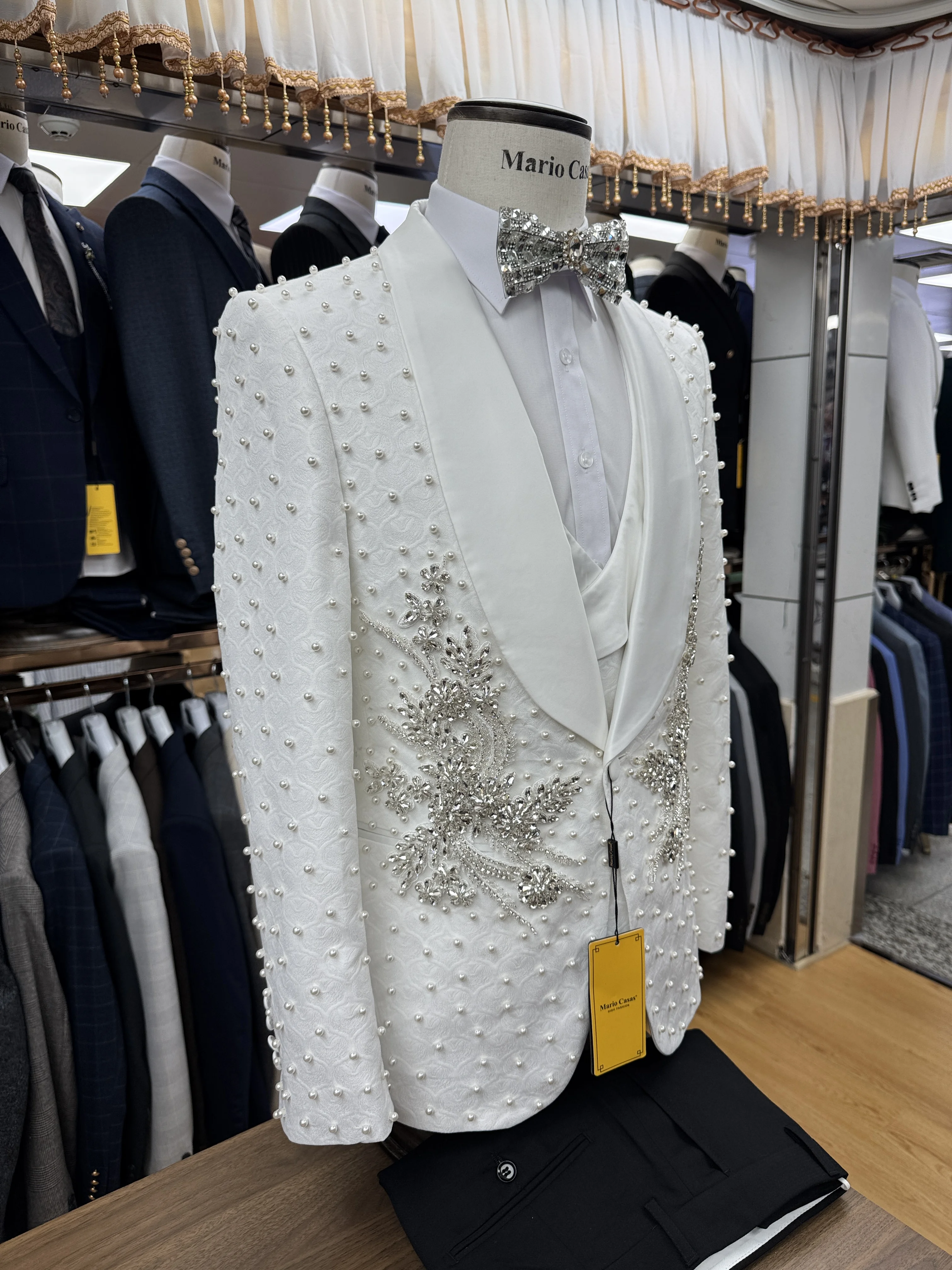 New Hot-selling Handmade Beaded Large Size Advanced Fashion High-quality Business Suits Bridegroom Wedding Custom Suits