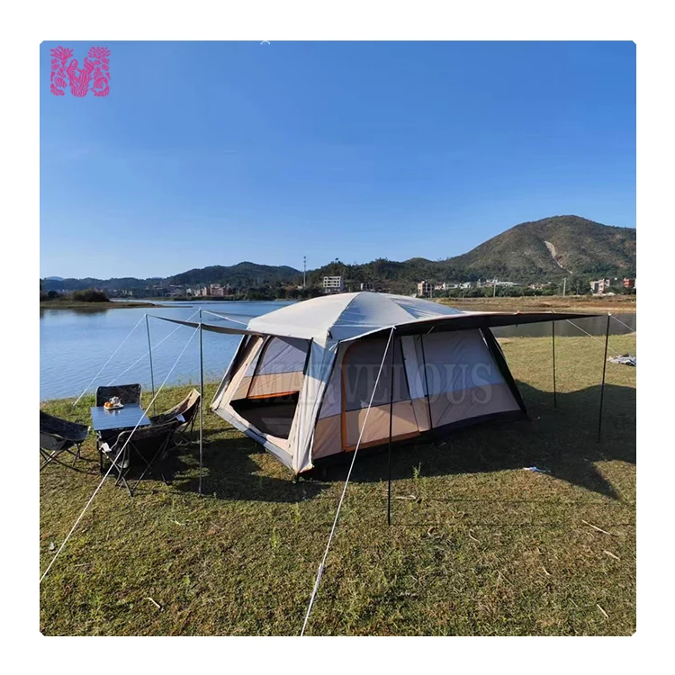 5-6 Person UPF 50+ Waterproof Outdoor Camping Tent Large Oxford Fabric 2 Bedroom Beach and Hiking Travel Tent for Families