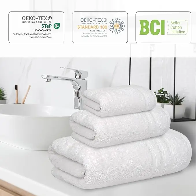 High Quality Soft 100% Bamboo Cotton Towel Custom Logo Hotel  Home Face Bath Towels Set