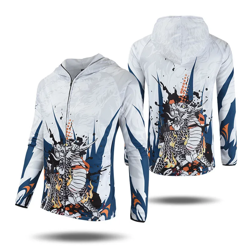 Custom Fishing Clothes Anti UV UPF50+ Fishing Hoodies Long Sleeve Breathable Quick Dry Sublimation Fishing Shirts