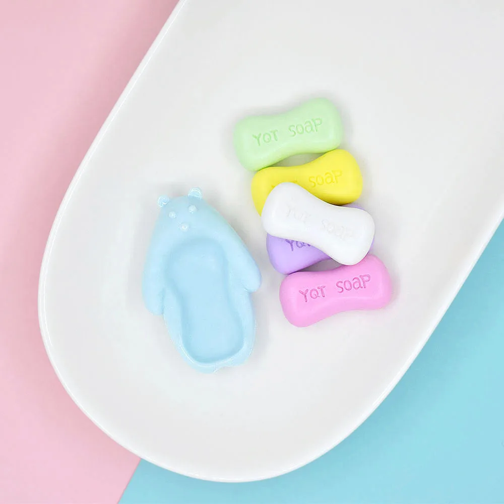 Kawaii Miniature Soap And Soap Box Resin Charms For DIY Cream Glue Phone Case Accessories Dollhouse Mini toys Crocs Decoration