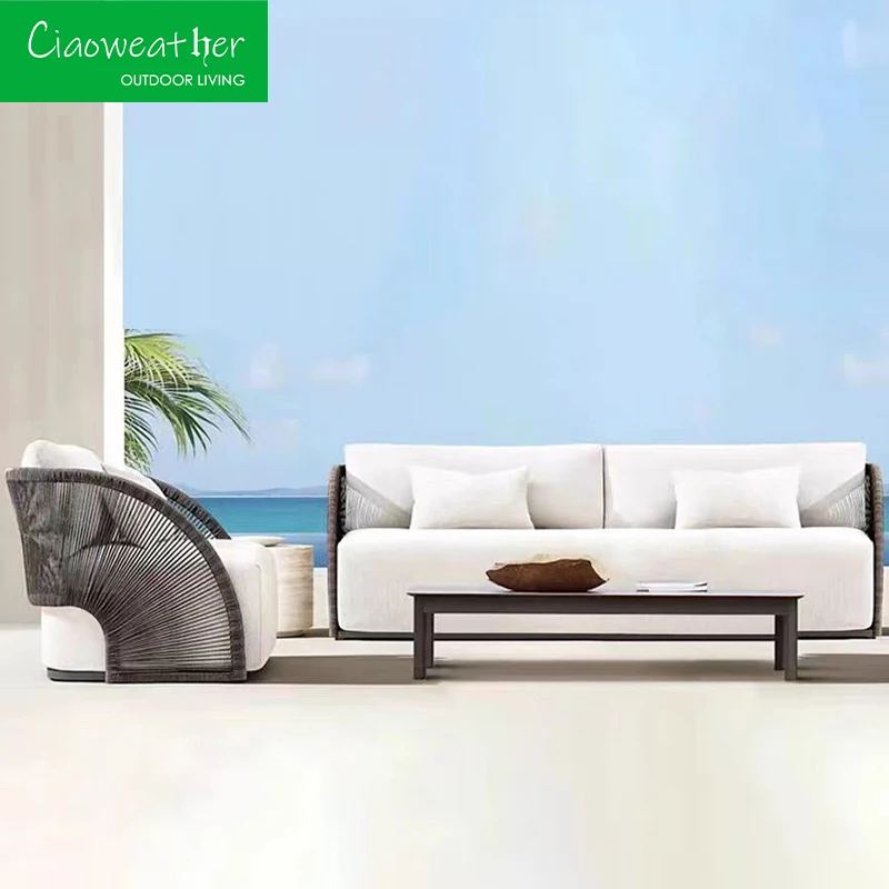 Rattan sofa outdoor garden patio furniture set modern sofa Teak Outdoor Sofa Set