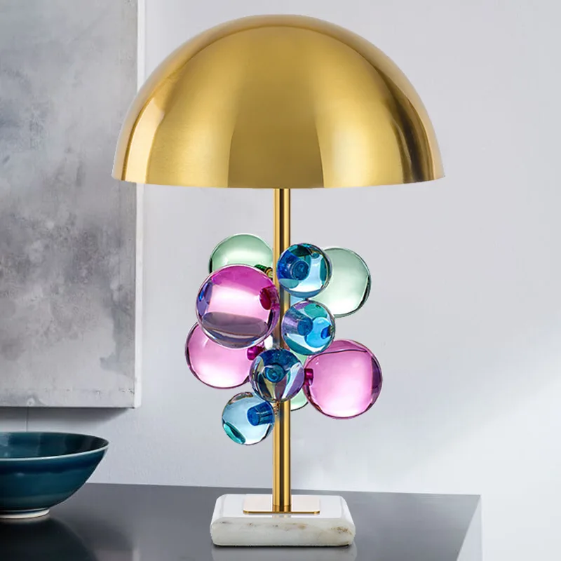 Light Luxury Villa Hotel Table Lamp Gold Mushroom Lamp Glass Table Bedside Lamps
