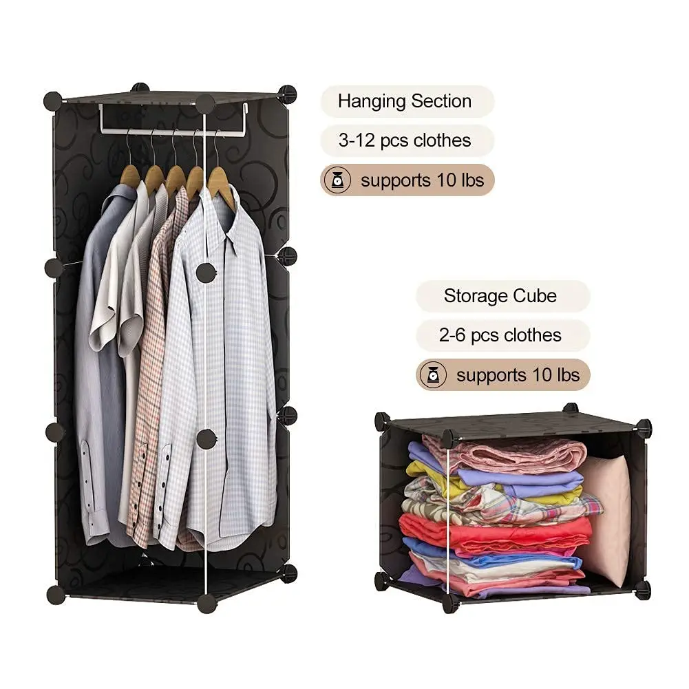 plastic wardrobe Large Cube Storage with Doors Deep Stacking Storage Shelf Clothes Vertical Cube Organization Cabinet