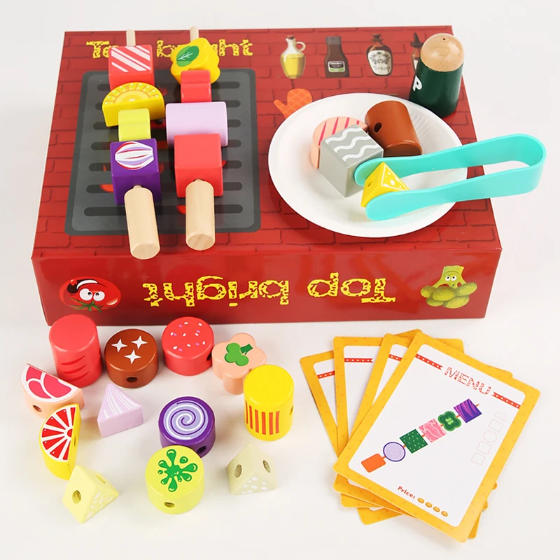2024 new product Hot style children Fun grill  gifts creative Wooden simulation family kitchen toys For boys and girls 3 to 6
