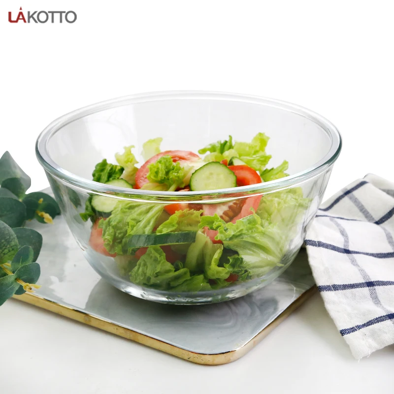 190mm Salad glass bowl for storage, mixing, serving , clear, dishwasher, Freezer & Oven safe glass