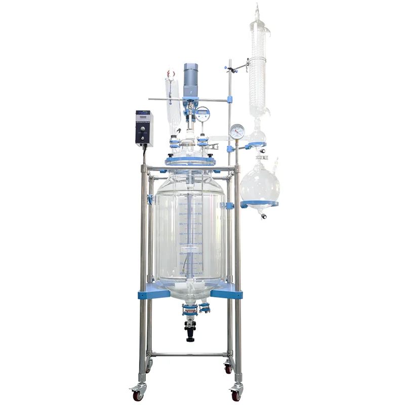 Стеклянный реактор Valuen 100L, двухслойный стеклянный резервуар для перемешивания, лабораторный реактор, двухслойный стеклянный реакционный чайник