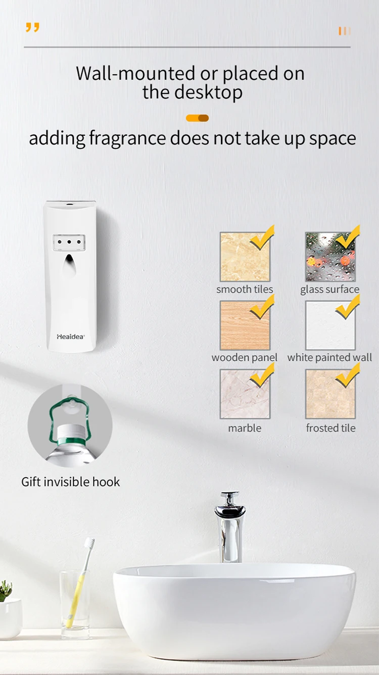 Heaidea bathroom toilet wall mounted remote control smart perfume dispenser automatic air freshener dispenser