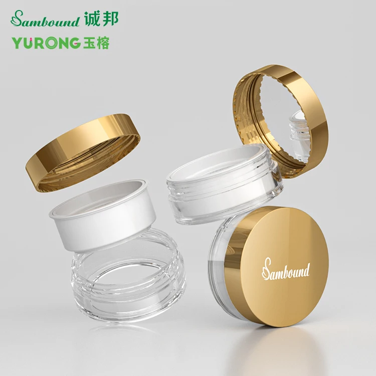 Custom plastic empty cosmetic loose glitter containers for loose powder with puff 20ml