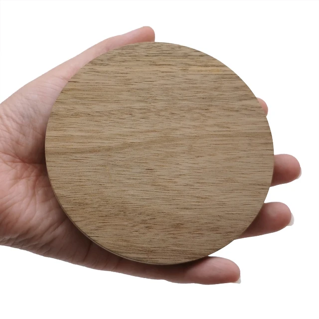 dark color acacia Lids  with  sealing silicone ring Candle Glass Jars With Wood covers