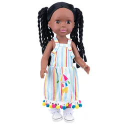 14 inch colorful skirt braided hair vinyl doll