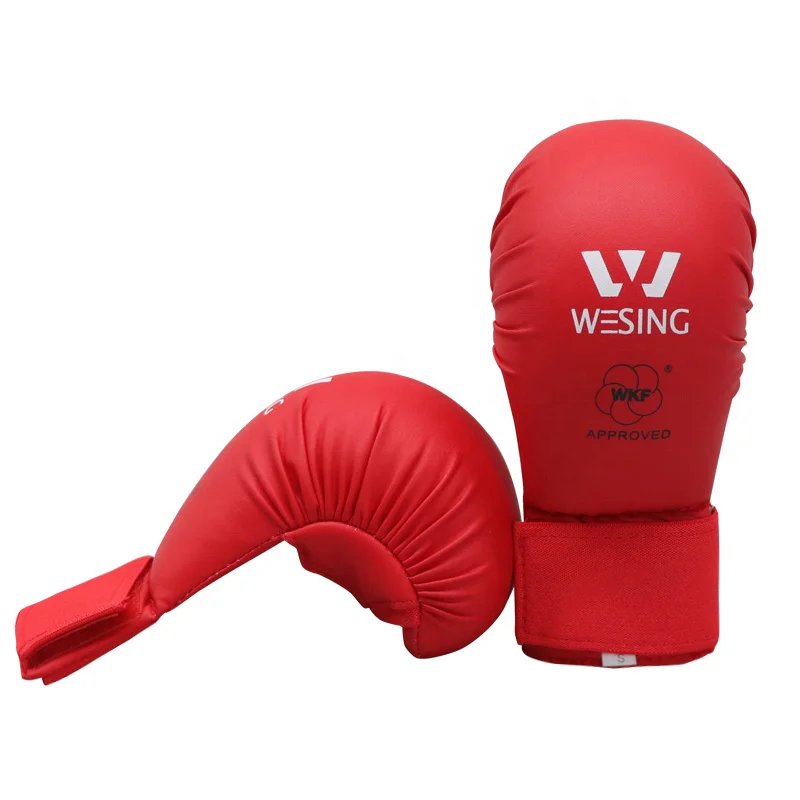 Wesing wkf karate mitts pu leather karate gloves without thumb