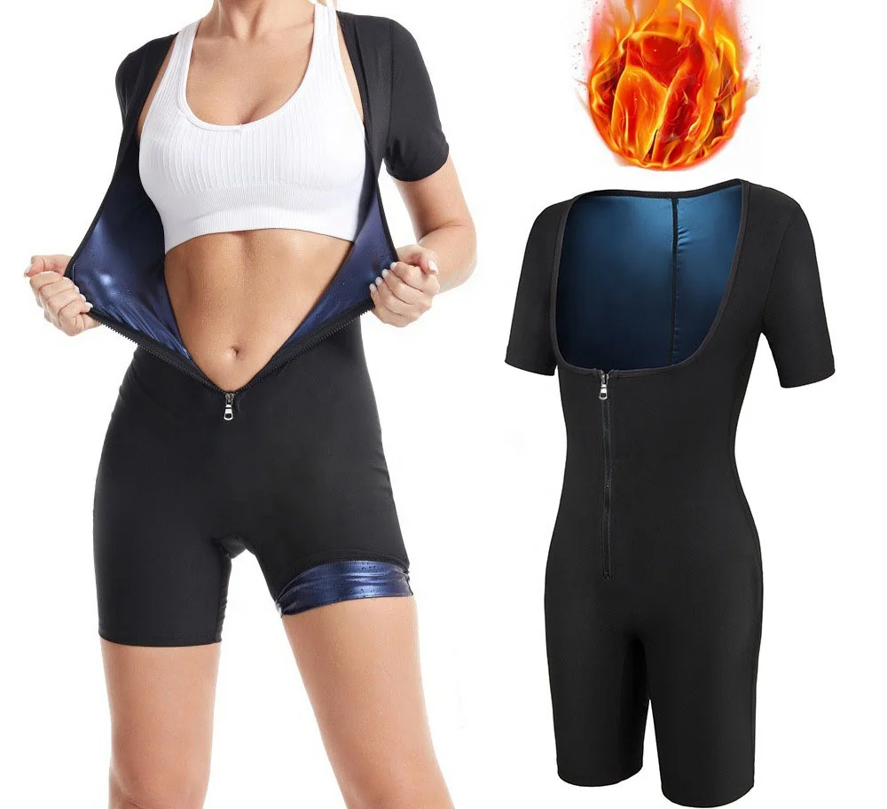 Sauna Suit For Women Weight Loss Waist Trainers Shapewear 3 in 1 Sauna Sweat Jumpsuit