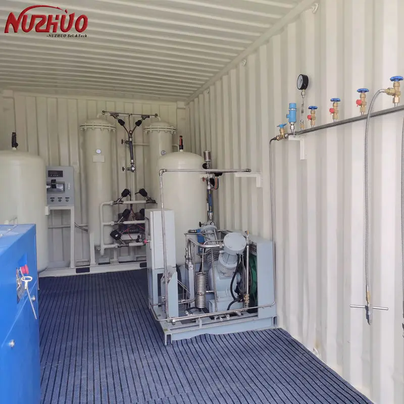 NUZHUO Oxygen Making Device For Cylinder Fill Mobile O2 Station 3-20Nm3/h Industrial O2 Production System