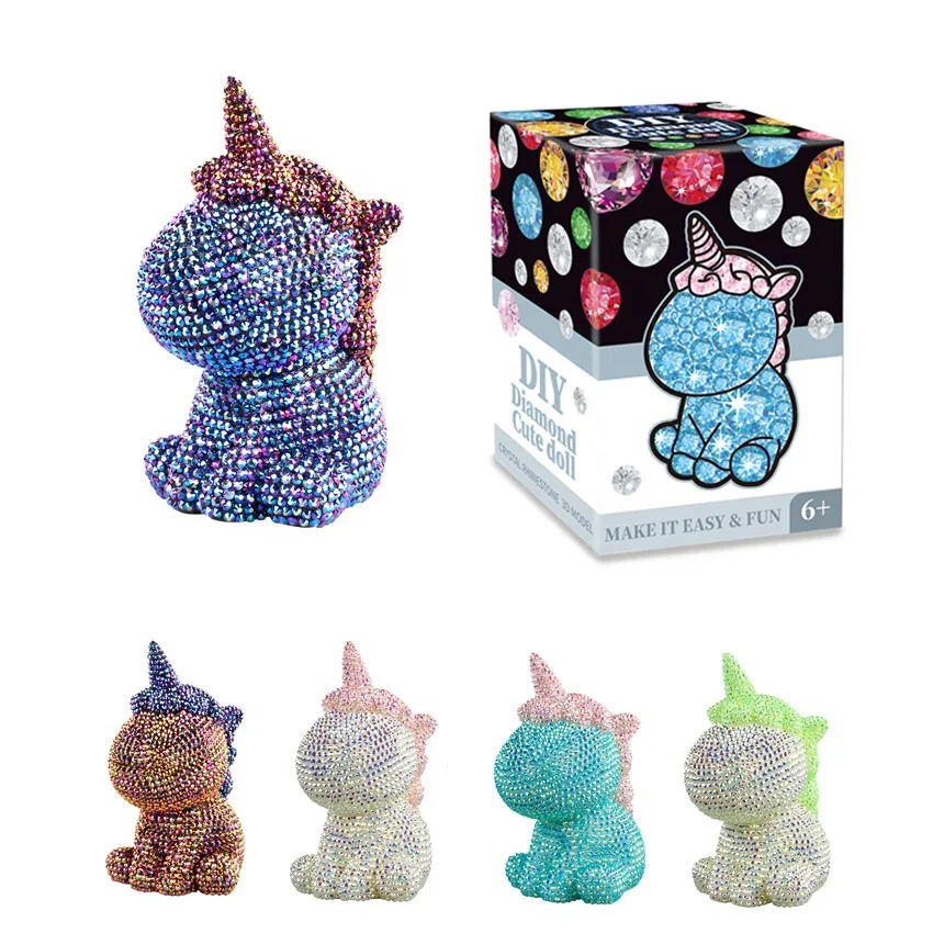 Diy Paste-on-Diamond Pink Accessories Unicorn Toys Elk Point Diamond Doll Enamel Puzzle Toys diy diamond Toys for Girls