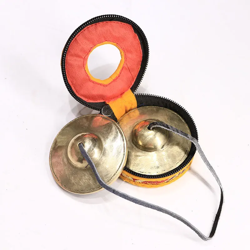 Tingsha Cymbals Tibetan Lucky Symbol Embossed Meditation Yoga Bell Chimes With Case