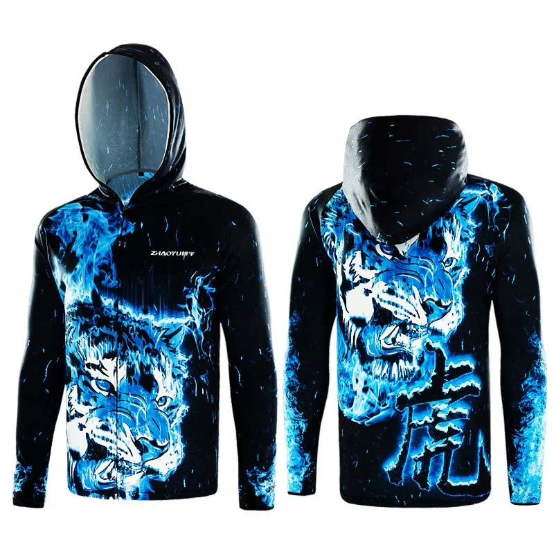 Long Sleeve Seaside Fishing Pants Upf50 Shirt Oversized Fishing Hoodies 3D Printed Graphic Outdoor Fishing Sports Shirt