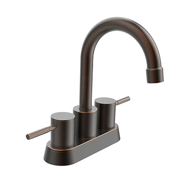 SANIPRO Stainless Steel Bathroom Brushed Nickel 2-Handle 360 Degree High Arc Swivel Spout Centerset 4 Inch Vanity Sink Faucet